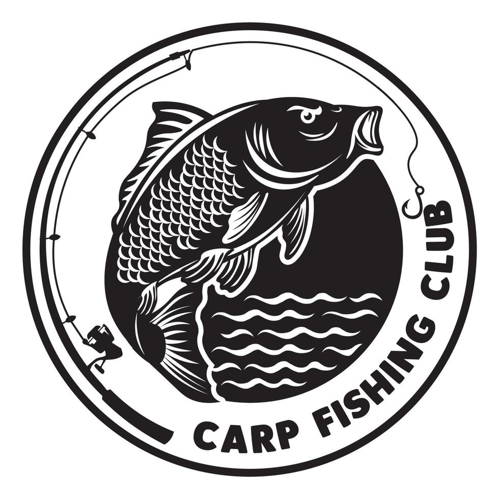 logotipo de pesca de carpa, perfeito para empresa fornecedora de peixe e logotipo de produto de marca e design de camiseta vetor