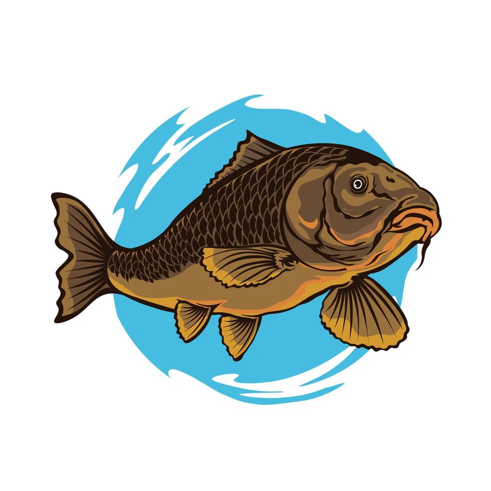 logotipo de pesca de carpa, perfeito para empresa fornecedora de peixe e logotipo de produto de marca e design de camiseta vetor