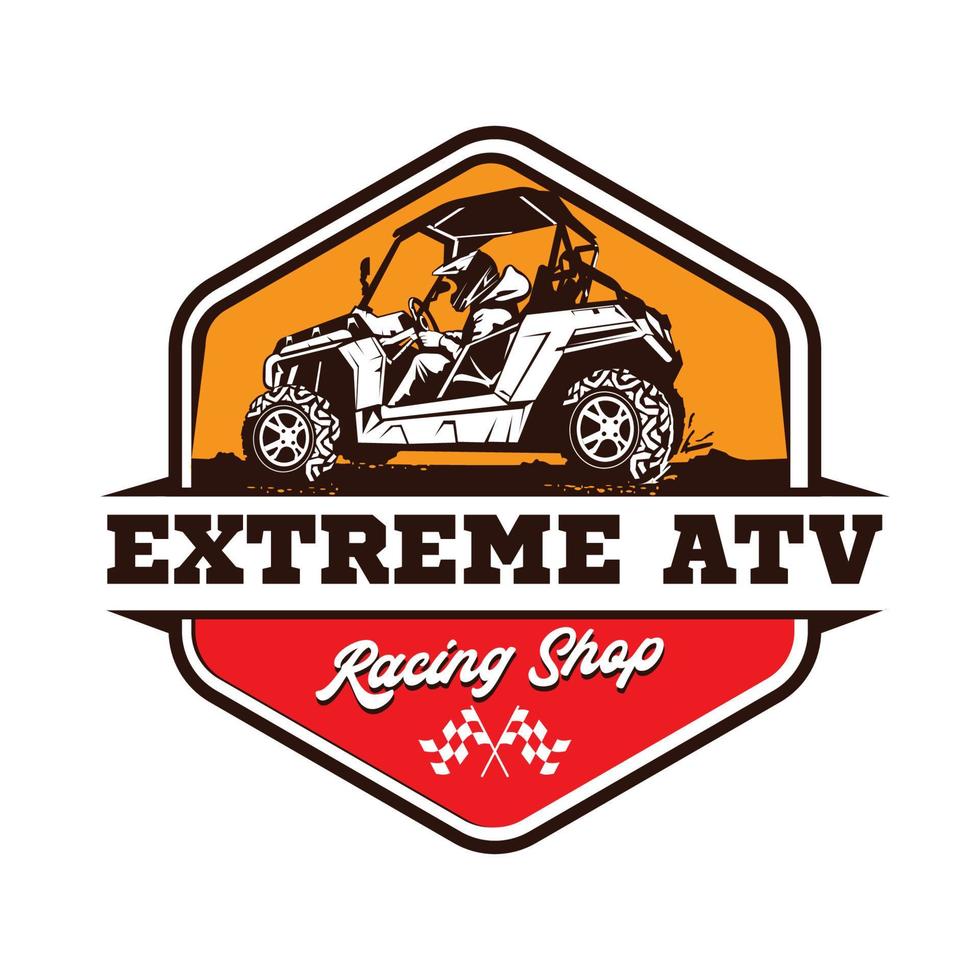 logotipo de ilustração vetorial de aventura de corrida de buggy e utv, perfeito para passeios e logotipo de evento de corrida também design de camiseta vetor