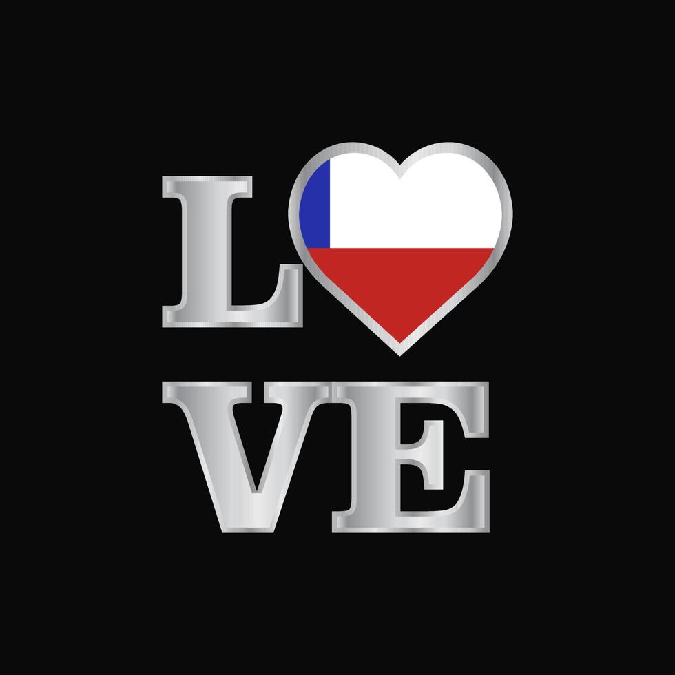 tipografia de amor design de bandeira do chile vetor belas letras