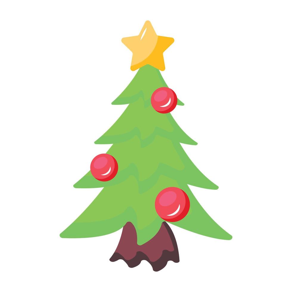 um belo ícone plano de árvore de natal vetor