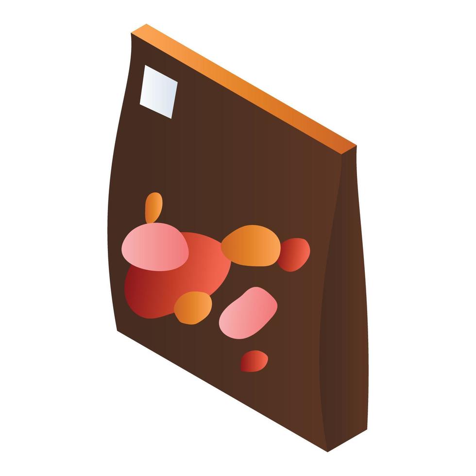 ícone de pacote de doces marrons, estilo isométrico vetor