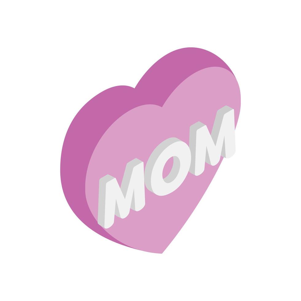 ícone 3d isométrico do coração do dia das mães vetor