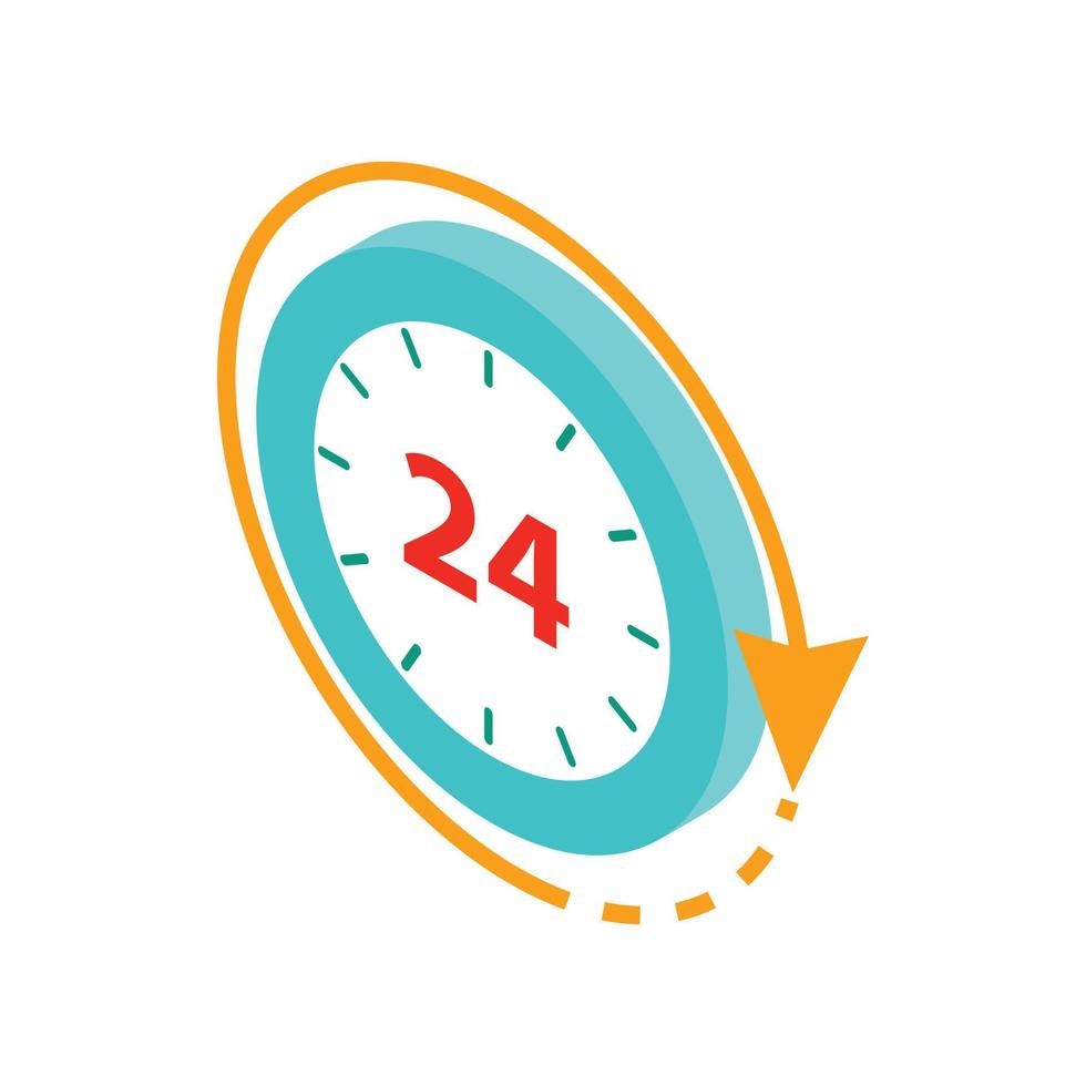 ícone de serviço 24 horas, estilo 3d isométrico vetor