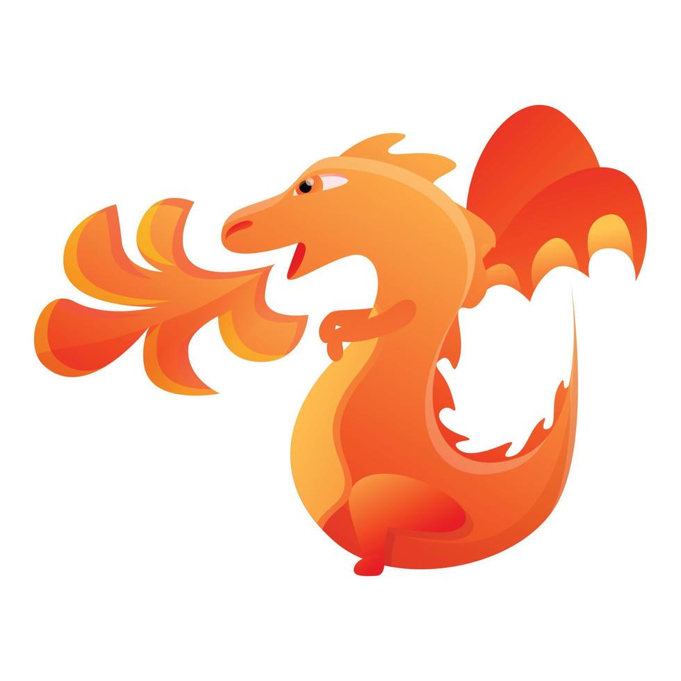 dragão com ícone de fogo, estilo cartoon vetor