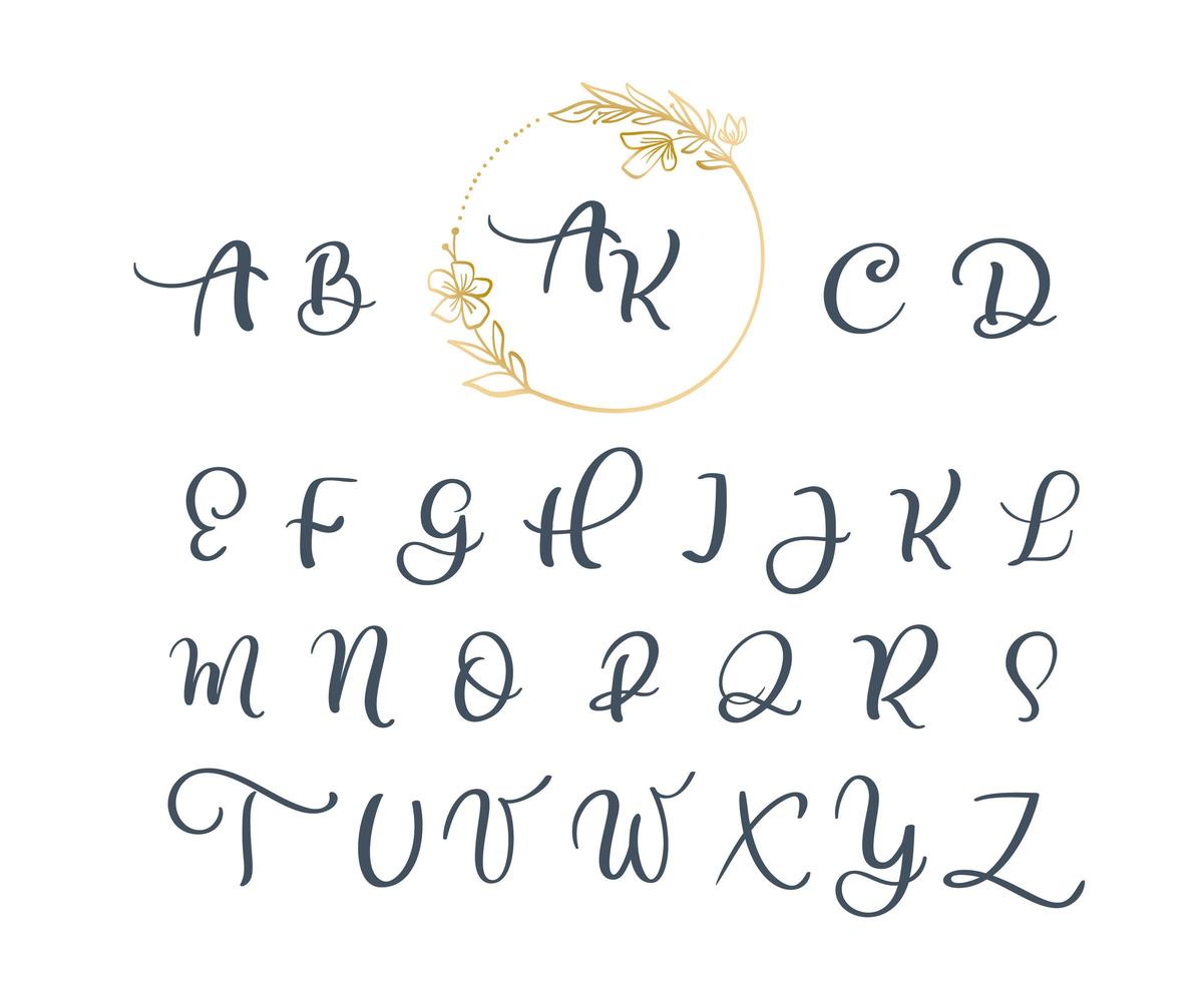 alfabeto de monograma de caligrafia manuscrita vetor