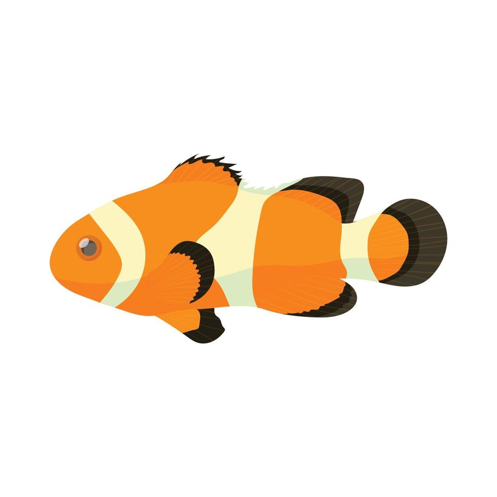 ícone de peixe palhaço, estilo cartoon vetor