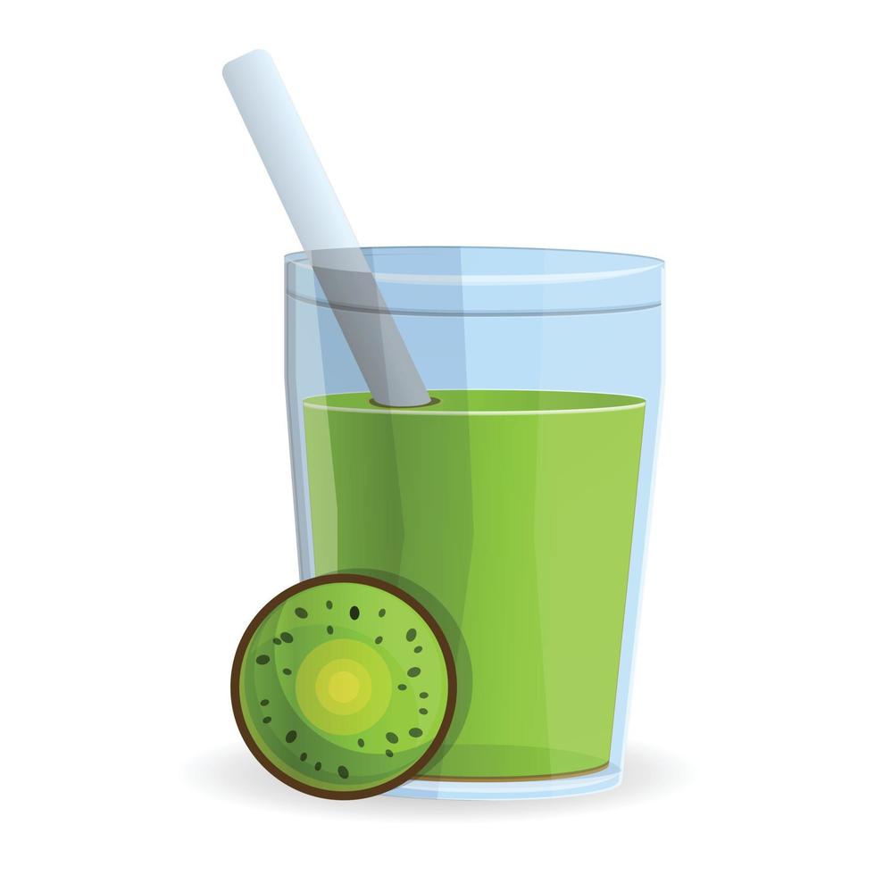 ícone de vidro de smoothie de kiwi, estilo cartoon vetor
