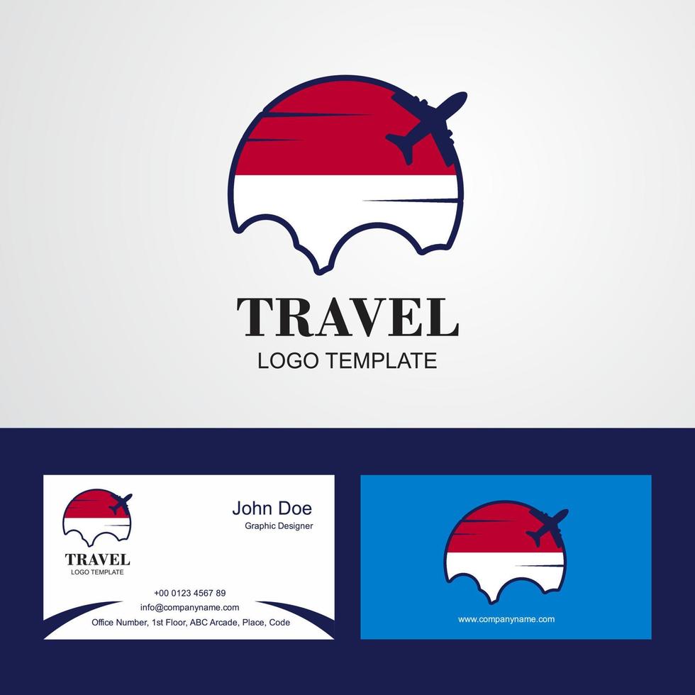 logotipo da bandeira da indonésia de viagem e design de cartão de visita vetor
