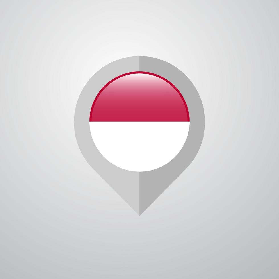 ponteiro de navegação de mapa com vetor de design de bandeira da indonésia