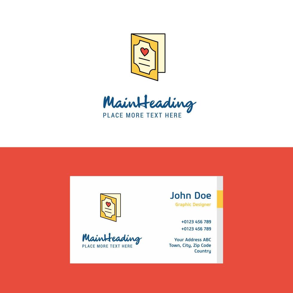 logotipo de cartão de dia dos namorados plano e modelo de cartão de visita design de logotipo de conceito de negócios vetor
