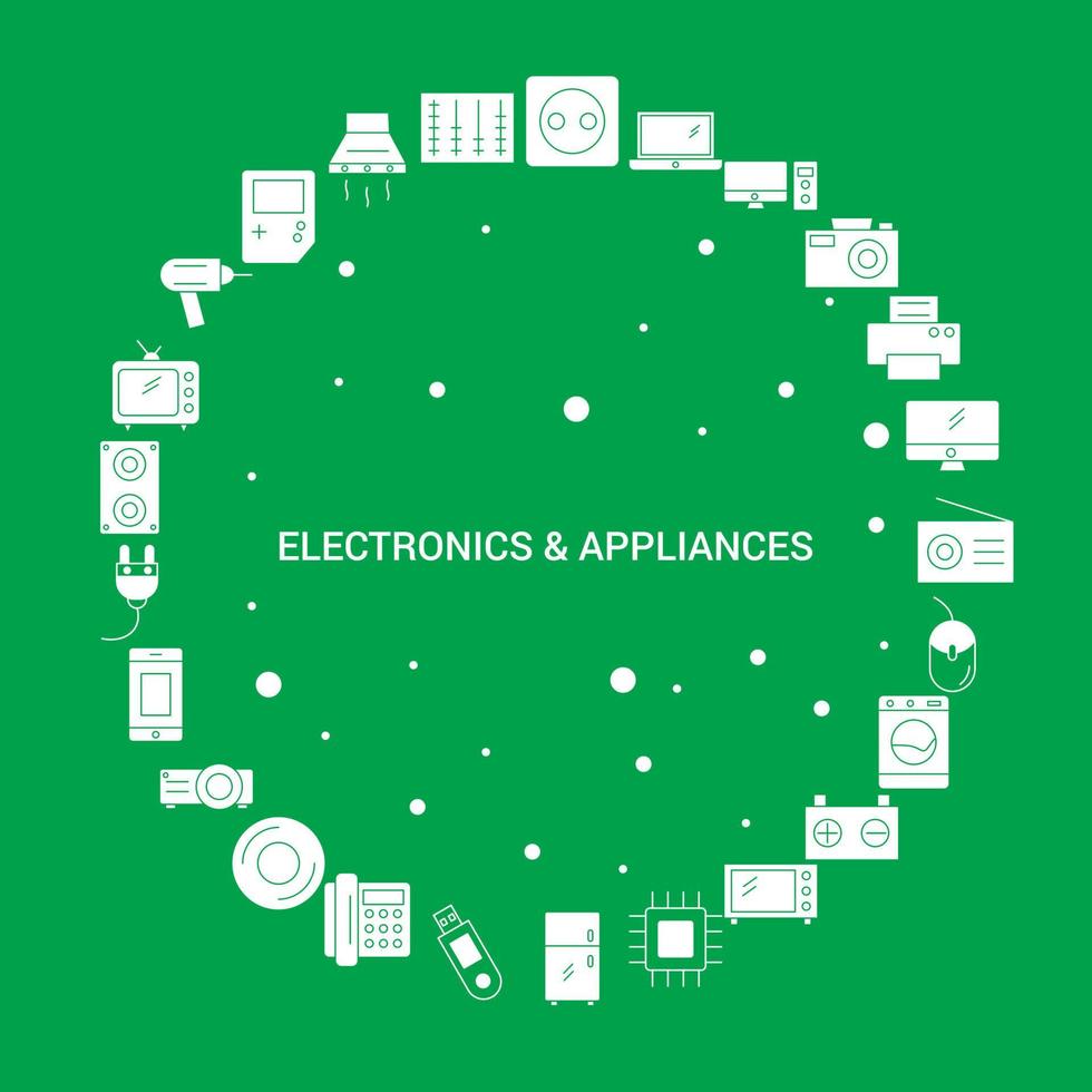 modelo de vetor infográfico de conjunto de ícones de eletrônicos e eletrodomésticos