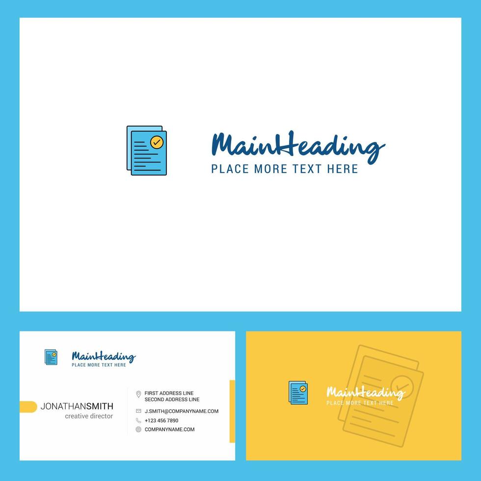 design de logotipo de documento de texto com slogan frente e verso modelo de cartão busienss vector design criativo