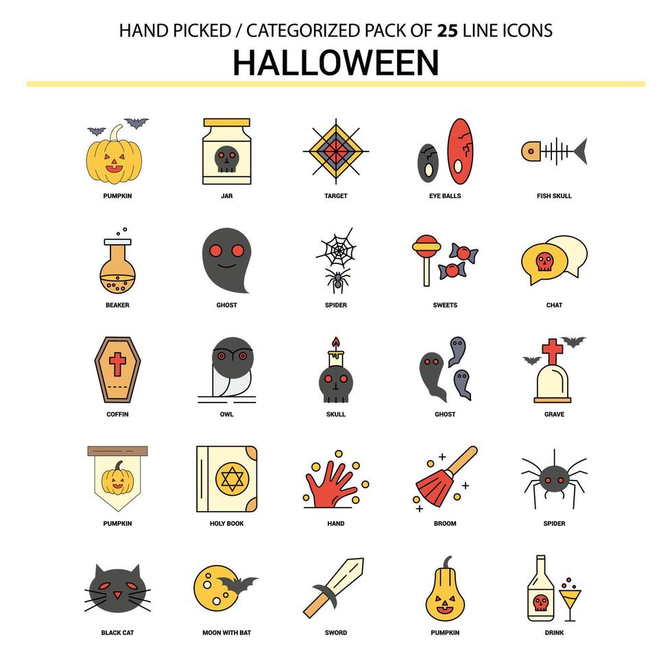 conjunto de ícones de linha plana de halloween design de ícones de conceito de negócios vetor