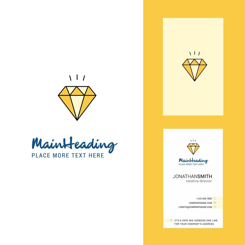 logotipo criativo de diamante e vetor de design vertical de cartão de visita