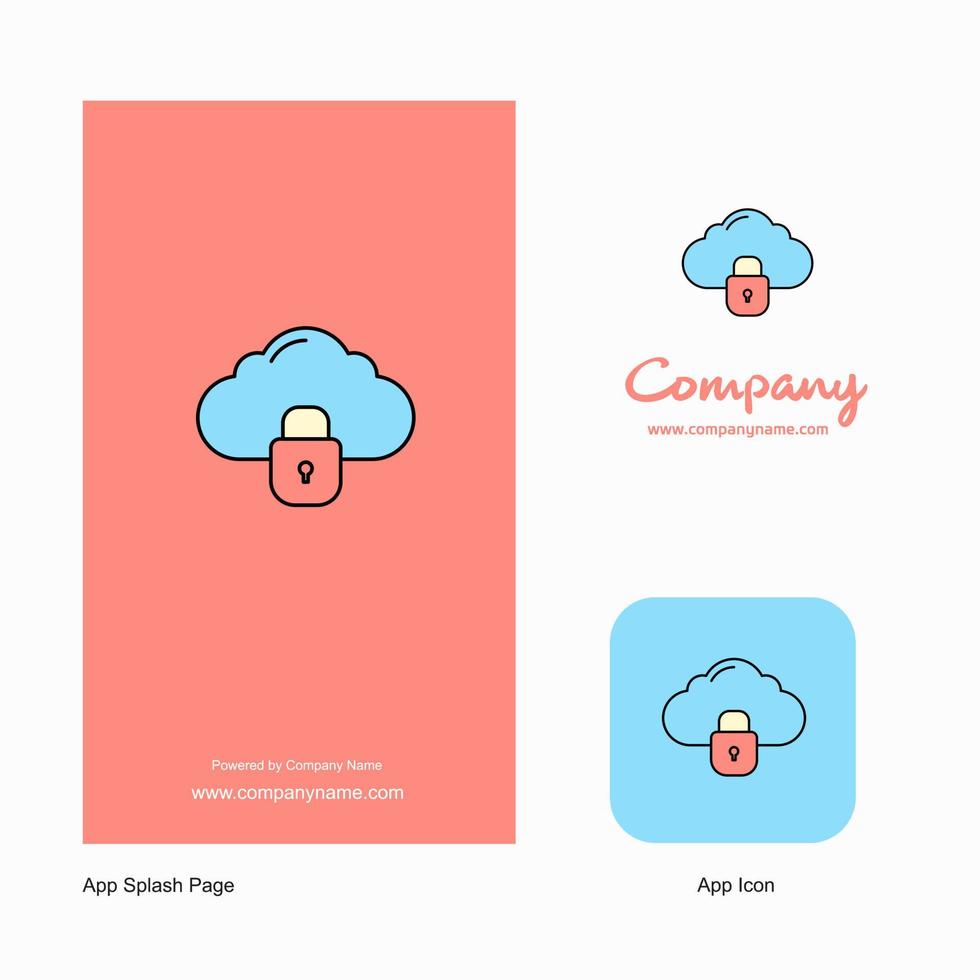 ícone de aplicativo de logotipo de empresa de nuvem bloqueada e design de página inicial elementos de design de aplicativo de negócios criativos vetor