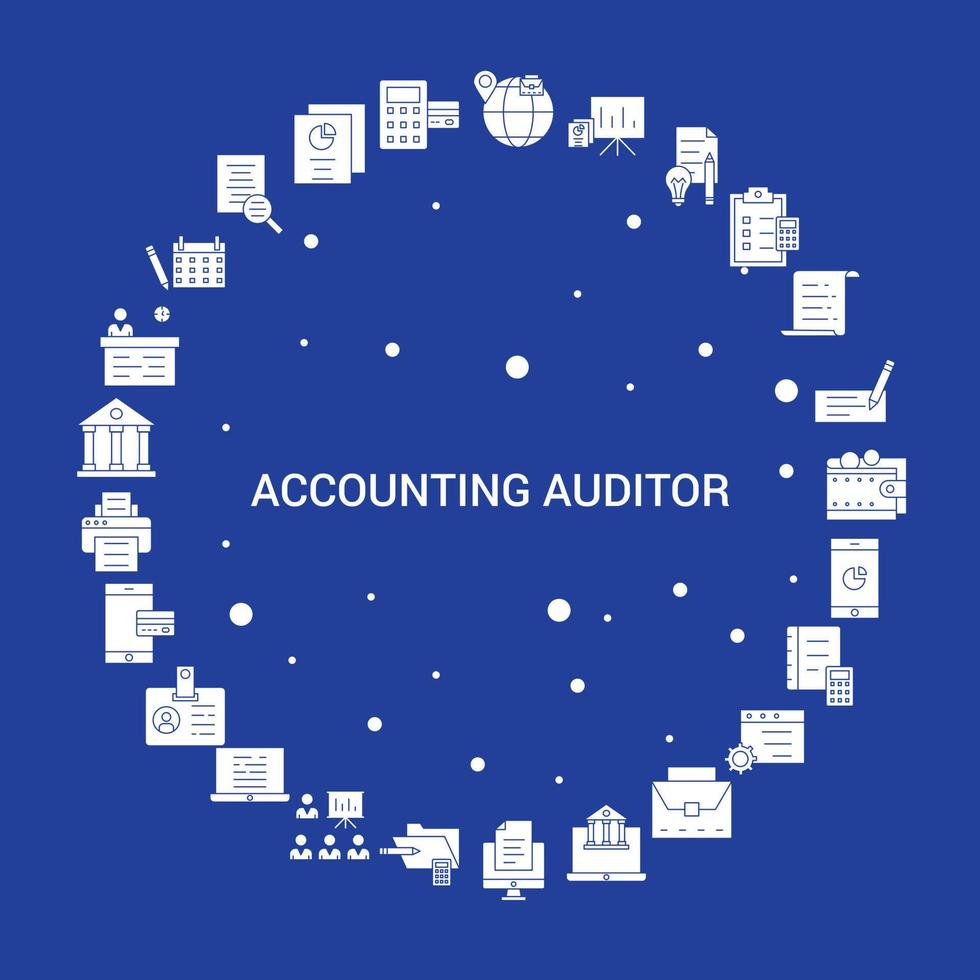 modelo de vetor infográfico de conjunto de ícones de auditor contábil