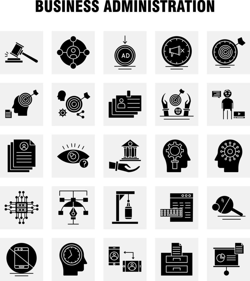 ícones de glifo sólido de administração de negócios definidos para infográficos kit uxui móvel e design de impressão incluem calculadora de arquivo de documento perfil de documento de texto cv coleção de tempo infográfico moderno vetor