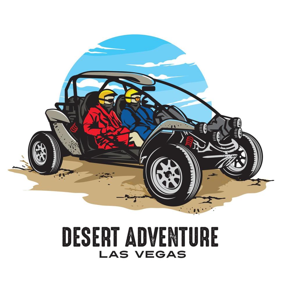 ilustração vetorial de esporte de corrida de viagem de aventura extrema com buggy, bom para equipe e logotipo do clube de corrida também design de camiseta vetor