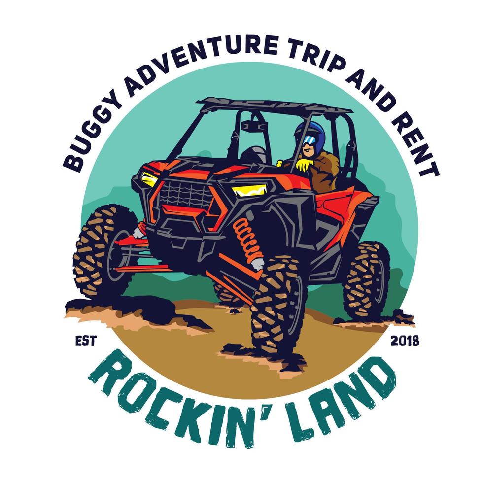 logotipo de ilustração vetorial de aventura de corrida de buggy e utv, perfeito para passeios e logotipo de evento de corrida também design de camiseta vetor