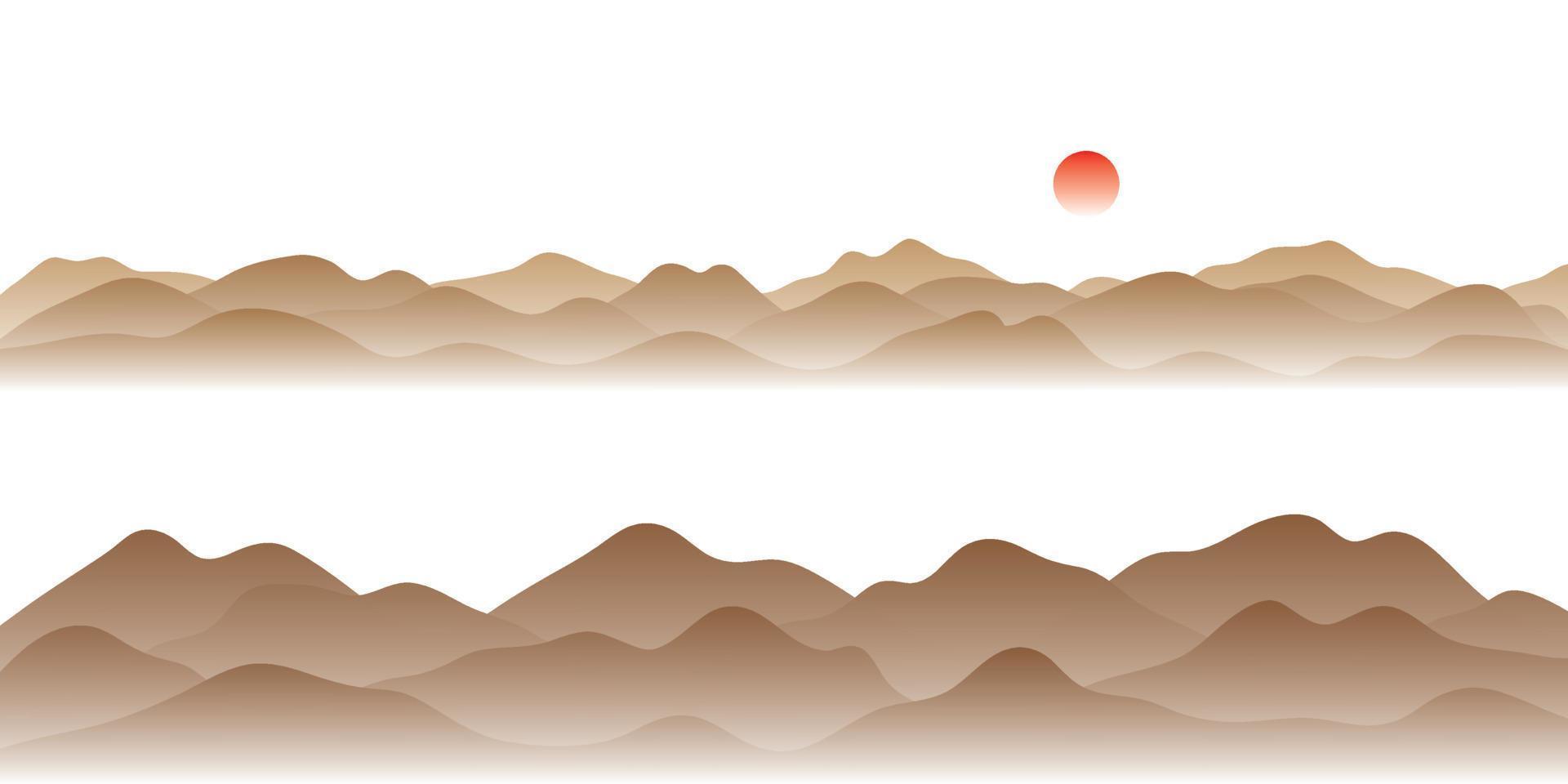 ilustração de montanha de paisagem de tinta chinesa de estilo chinês vetor