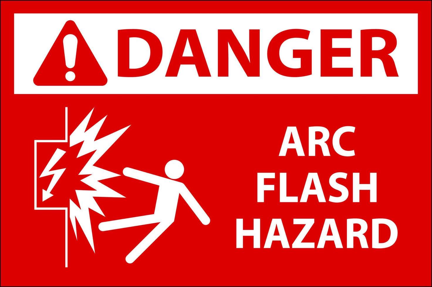 perigo arco flash sinal de perigo no fundo branco vetor