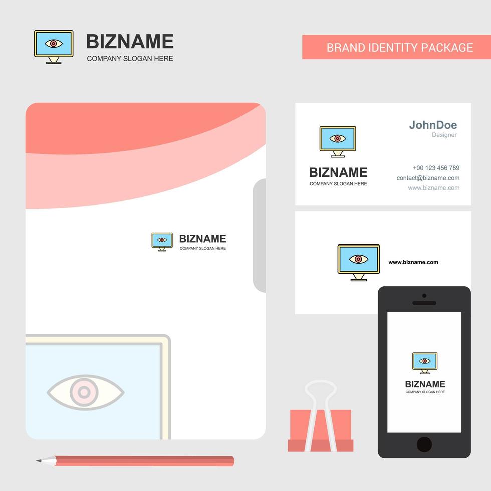 capa de arquivo de logotipo de negócios de olho cartão de visita e ilustração vetorial de design de aplicativo móvel vetor