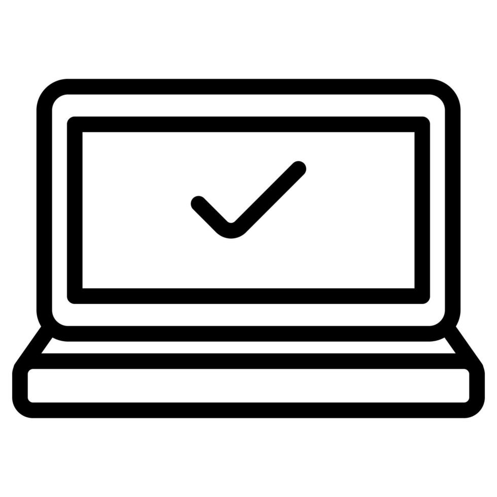 ícone de linha de laptop em fundo branco vetor