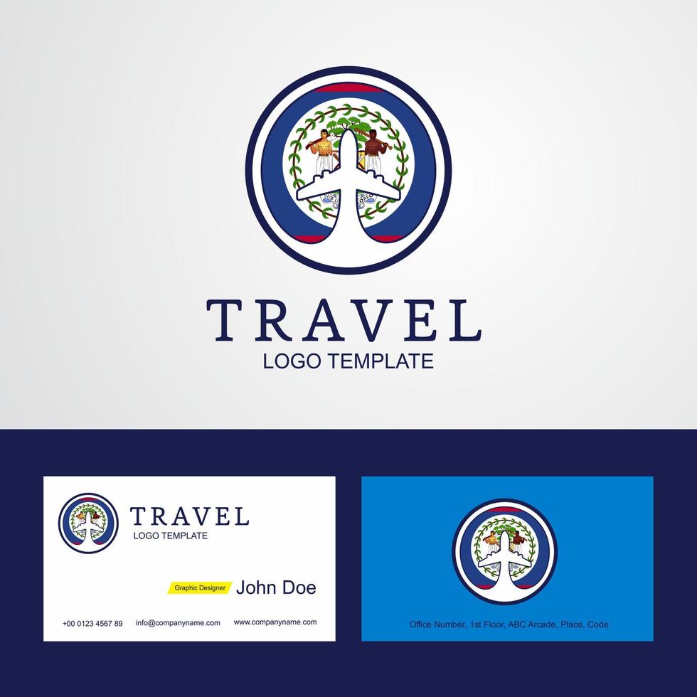 logotipo da bandeira do círculo criativo de belize e design de cartão de visita vetor