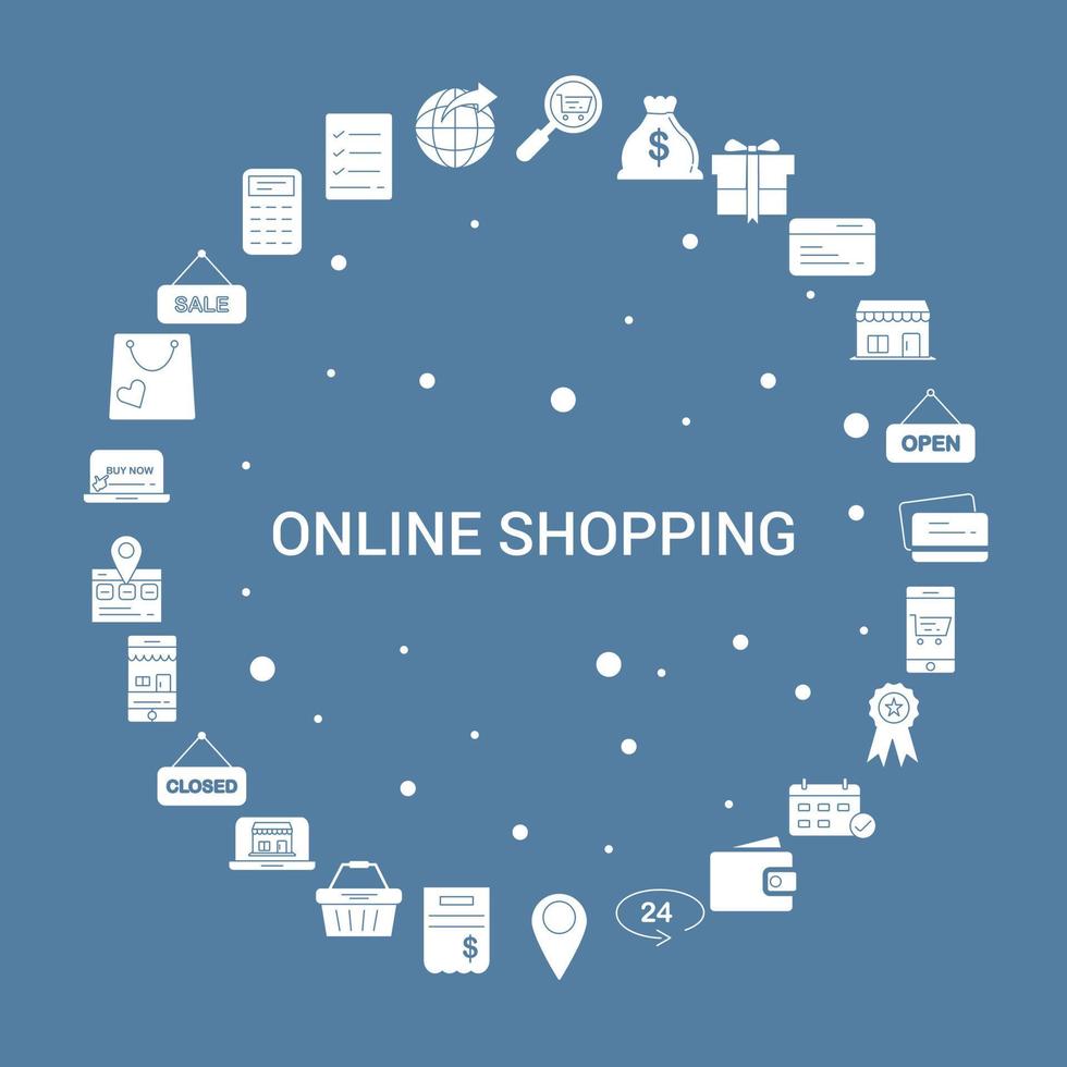 modelo de vetor infográfico de conjunto de ícones de compras on-line
