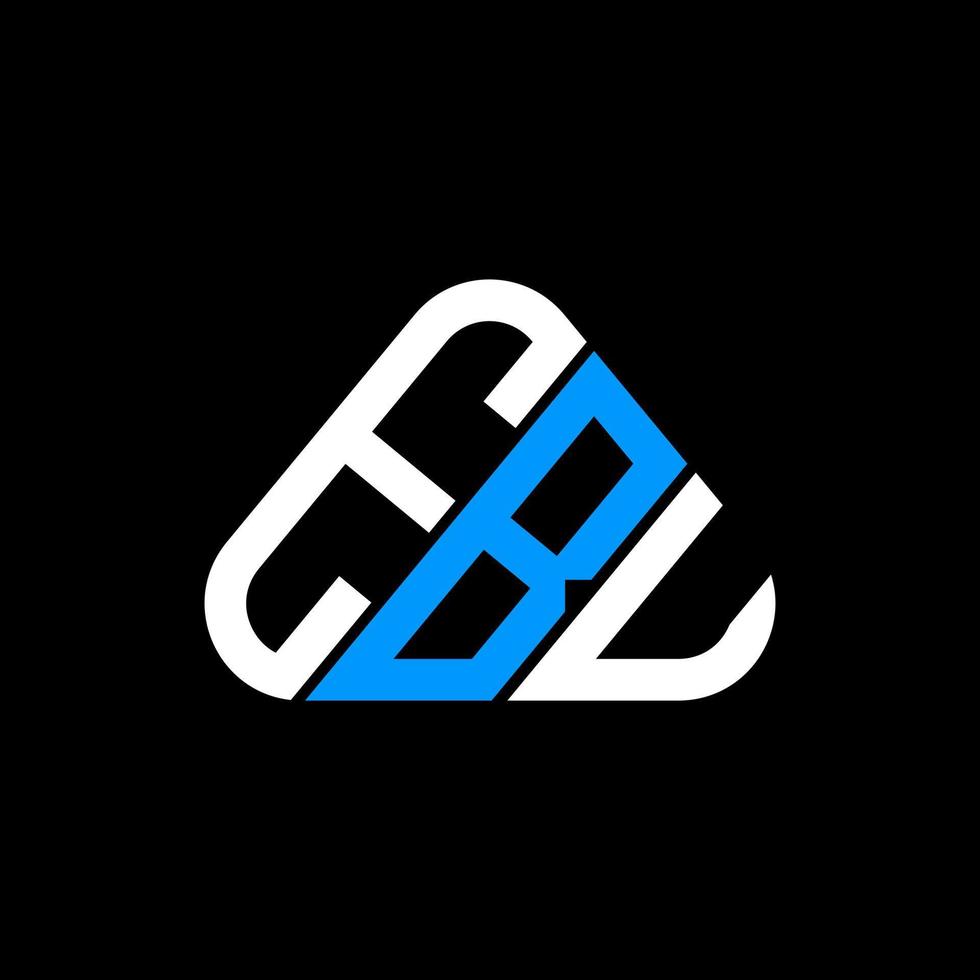 design criativo do logotipo da letra ebu com gráfico vetorial, logotipo simples e moderno da ebu em forma de triângulo redondo. vetor