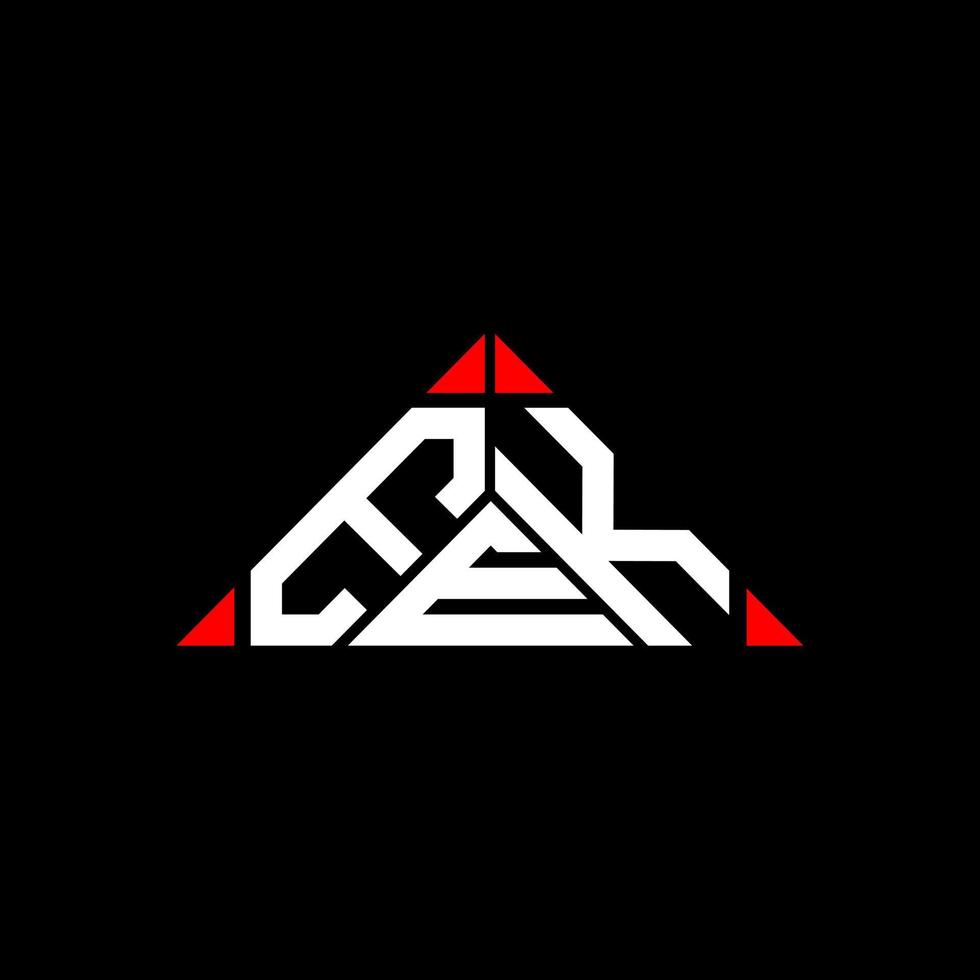 design criativo do logotipo da carta eek com gráfico vetorial, logotipo simples e moderno da eek em forma de triângulo redondo. vetor