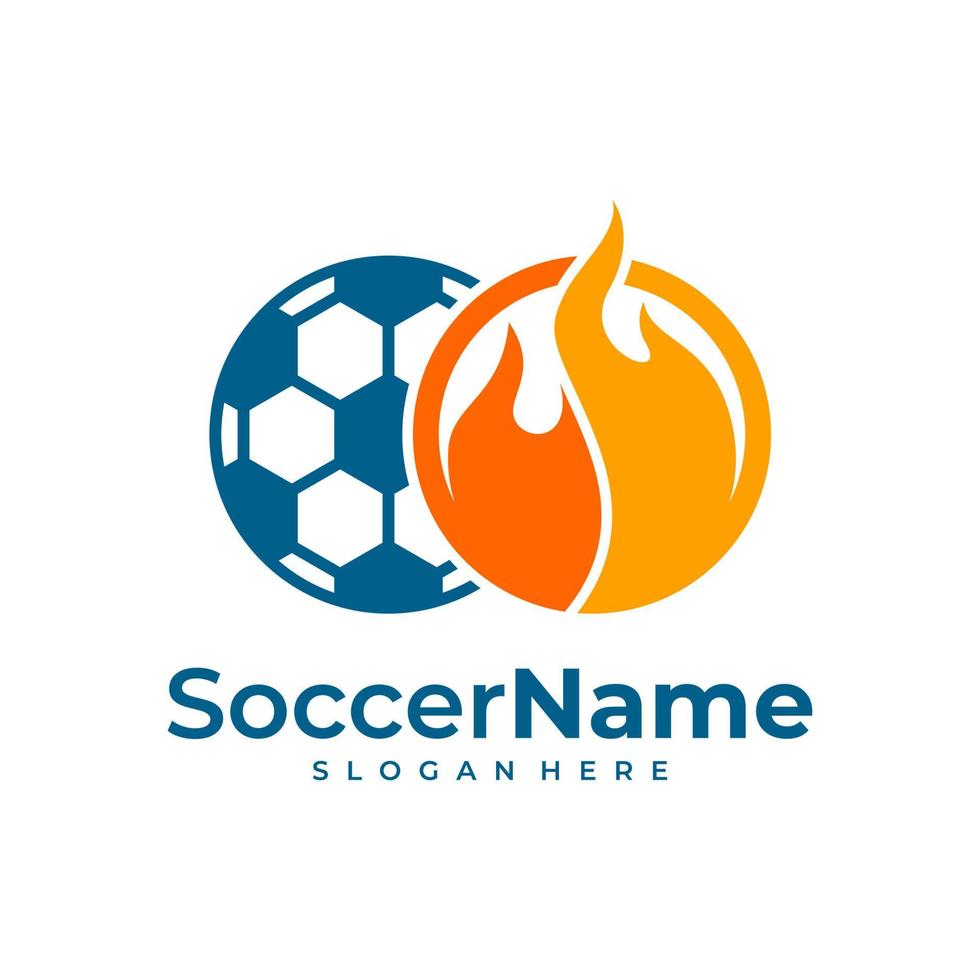 modelo de logotipo de futebol de fogo, vetor de design de logotipo de futebol