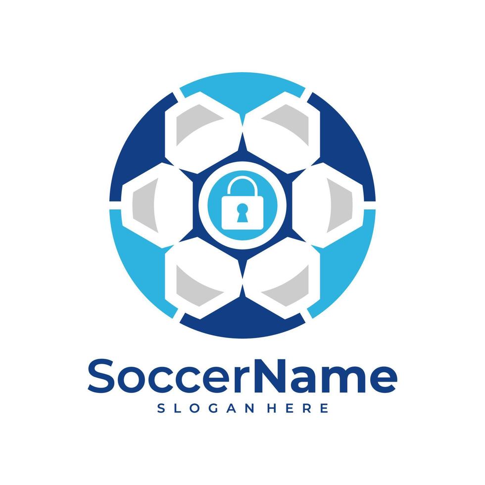 modelo de logotipo de futebol de cadeado, vetor de design de logotipo de cadeado de futebol