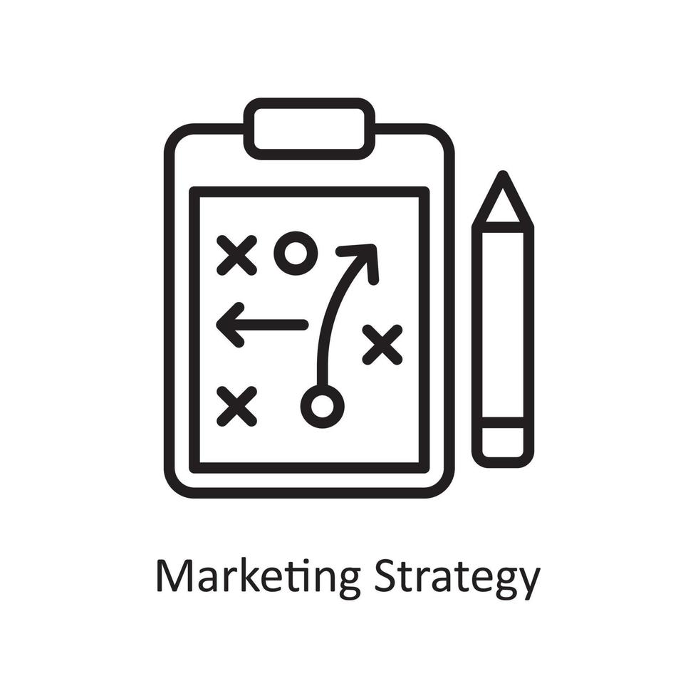 ilustração do projeto do ícone do esboço do vetor da estratégia de marketing. símbolo de negócios e finanças no arquivo eps 10 de fundo branco
