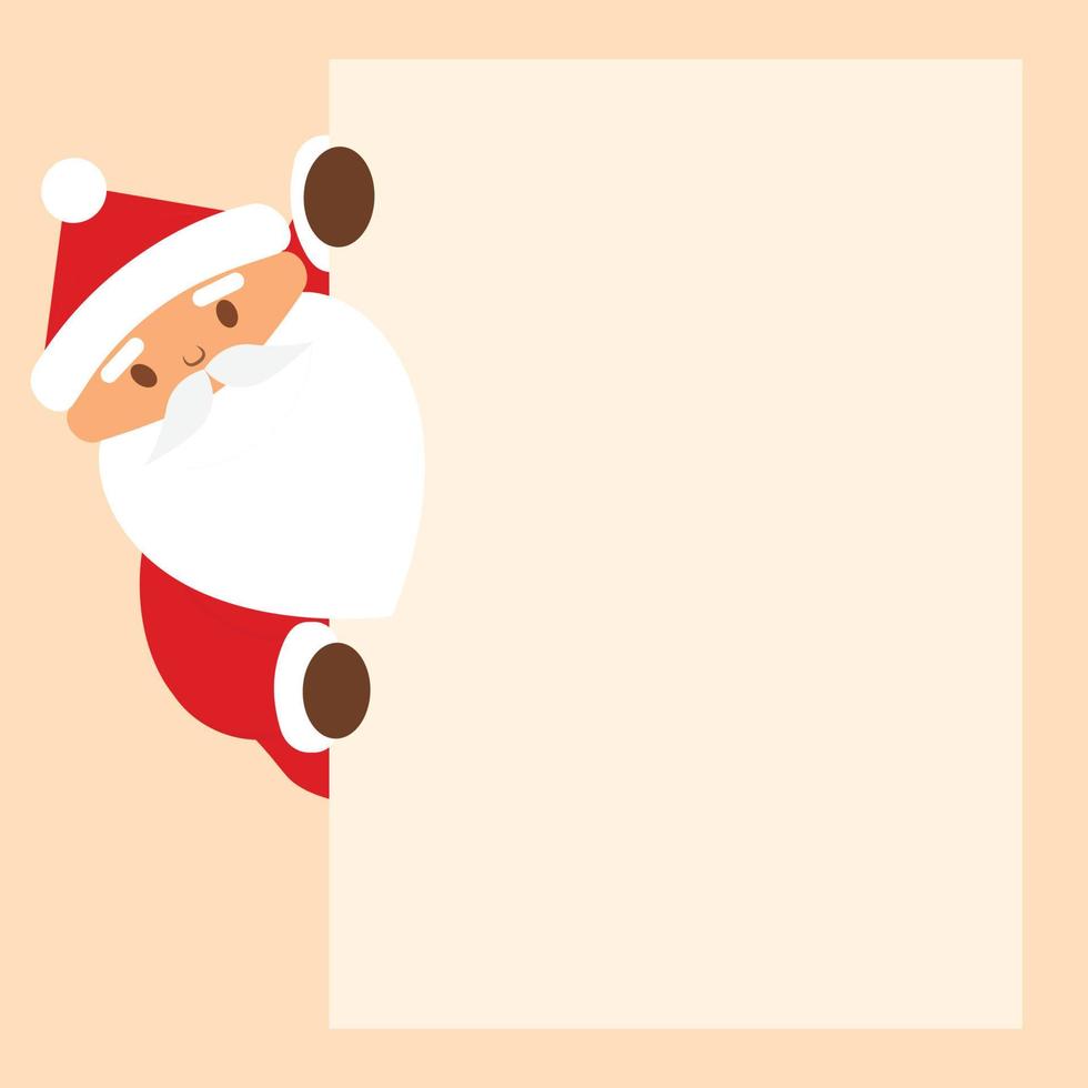 Papai Noel dos desenhos animados está olhando para fora do papel. ilustração vetorial. vetor