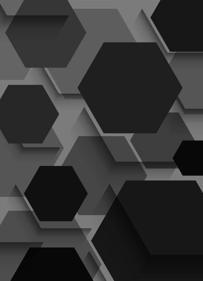 fundo abstrato padrão forma hexagonal preto cinza vetor