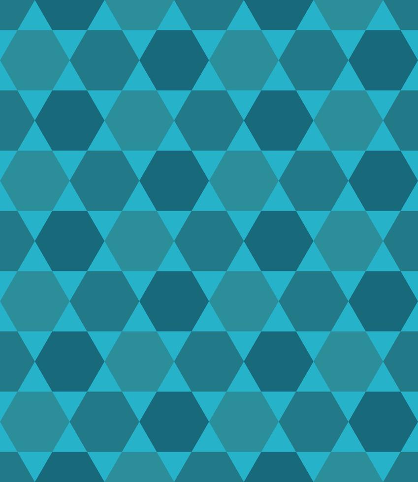 triângulo sem costura forma de hexágono padrão de fundo azul verde vetor