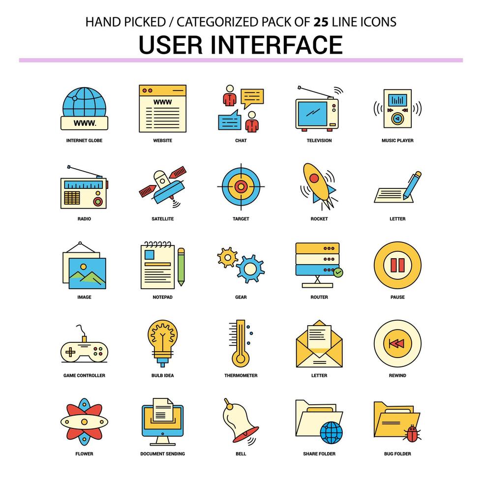 interface do usuário conjunto de ícones de linha plana design de ícones de conceito de negócios vetor