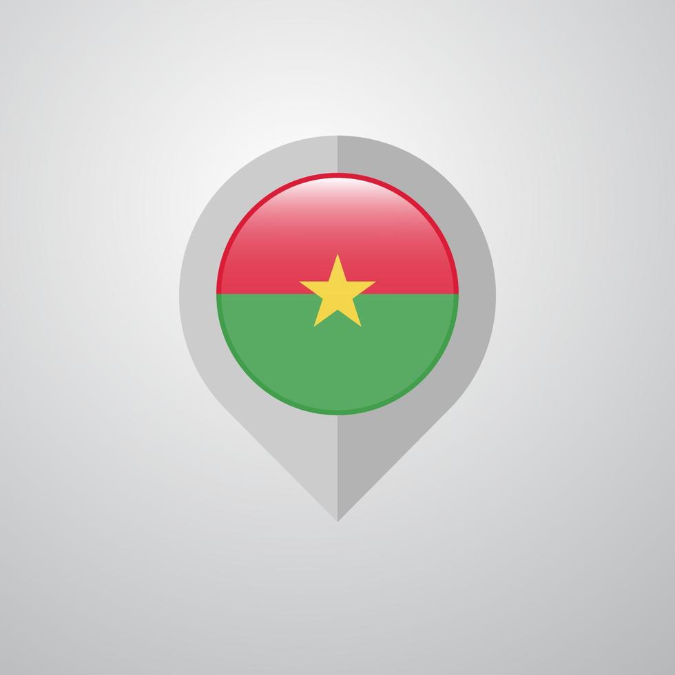 ponteiro de navegação de mapa com vetor de design de bandeira de burkina faso