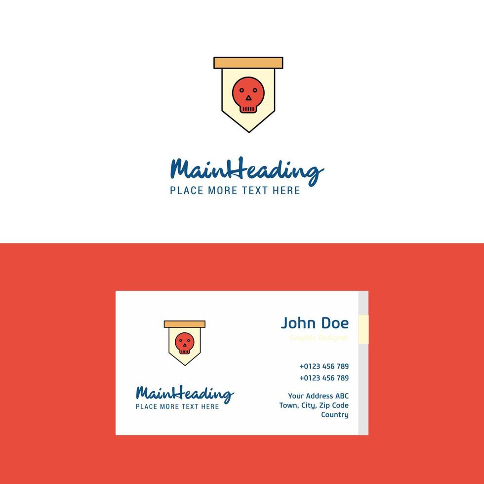 logotipo de bandeira de caveira plana e modelo de cartão de visita design de logotipo de conceito de negócios vetor