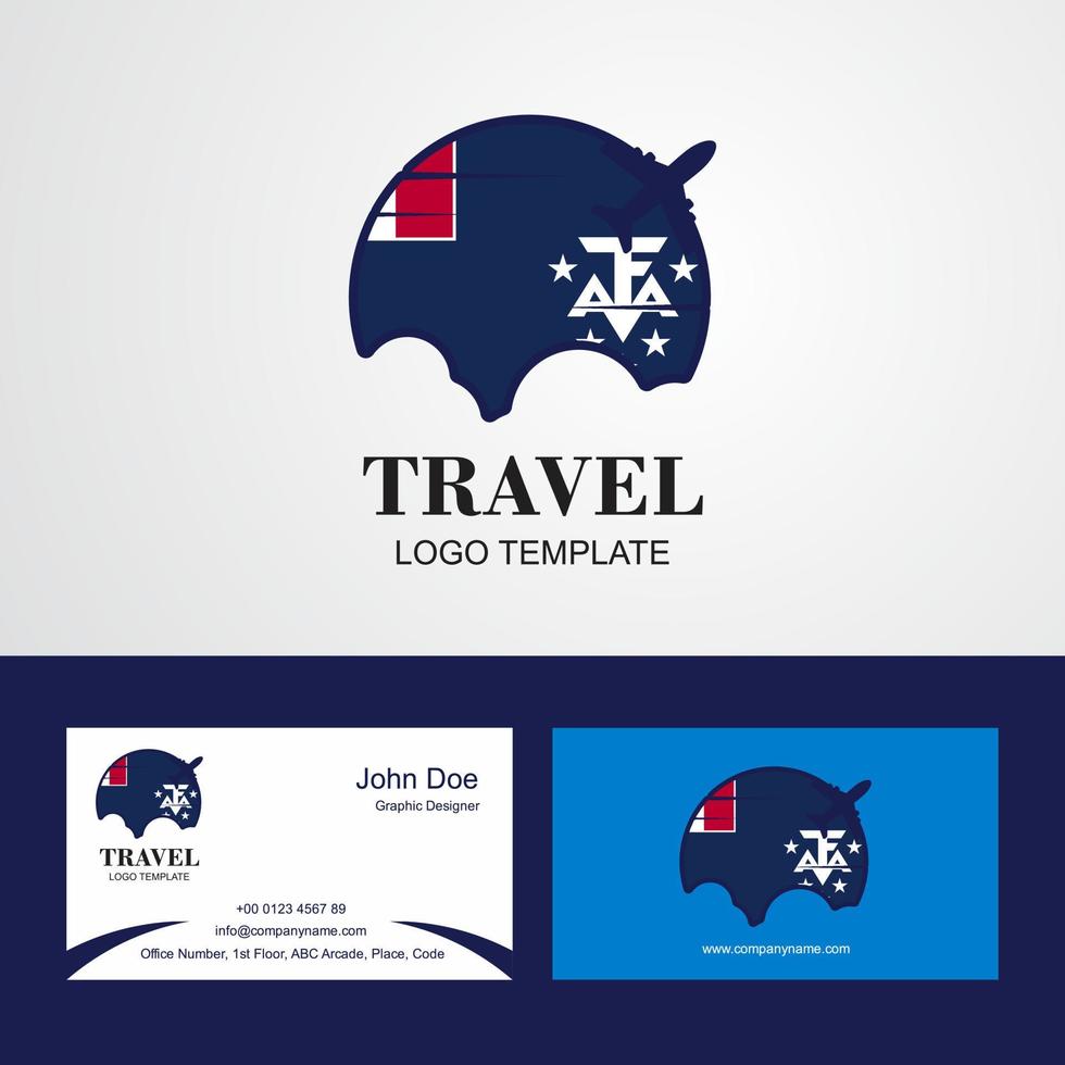 logotipo da bandeira francesa de terras do sul e da Antártica de viagem e design de cartão de visita vetor