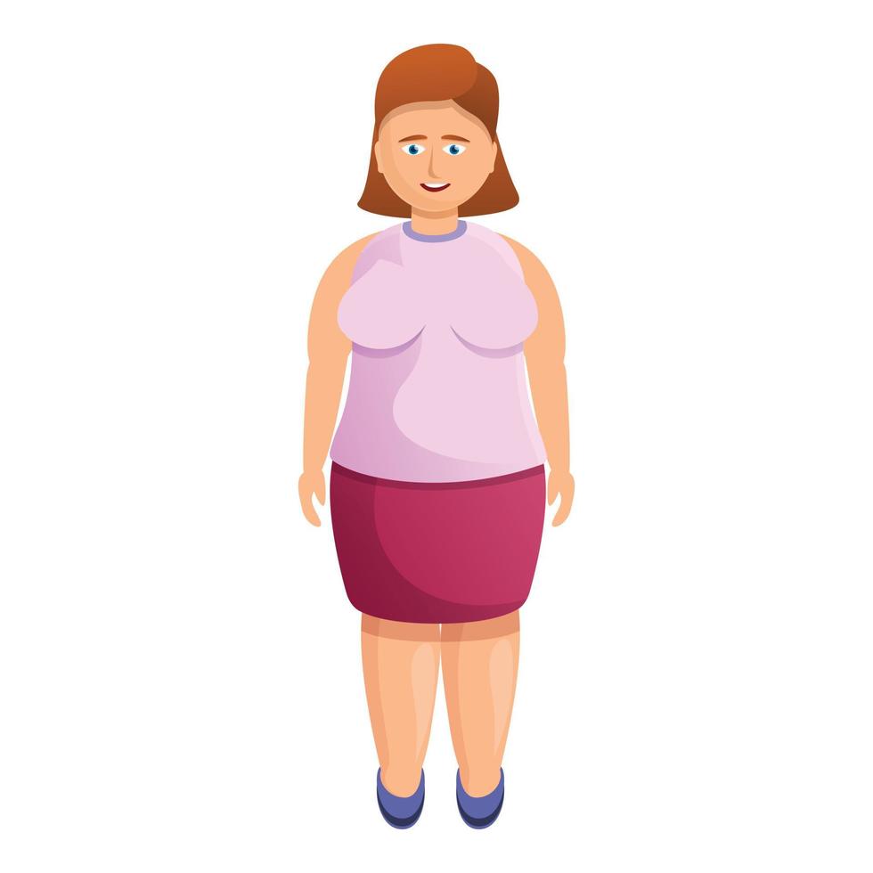 ícone bonito da mulher gorda, estilo cartoon vetor