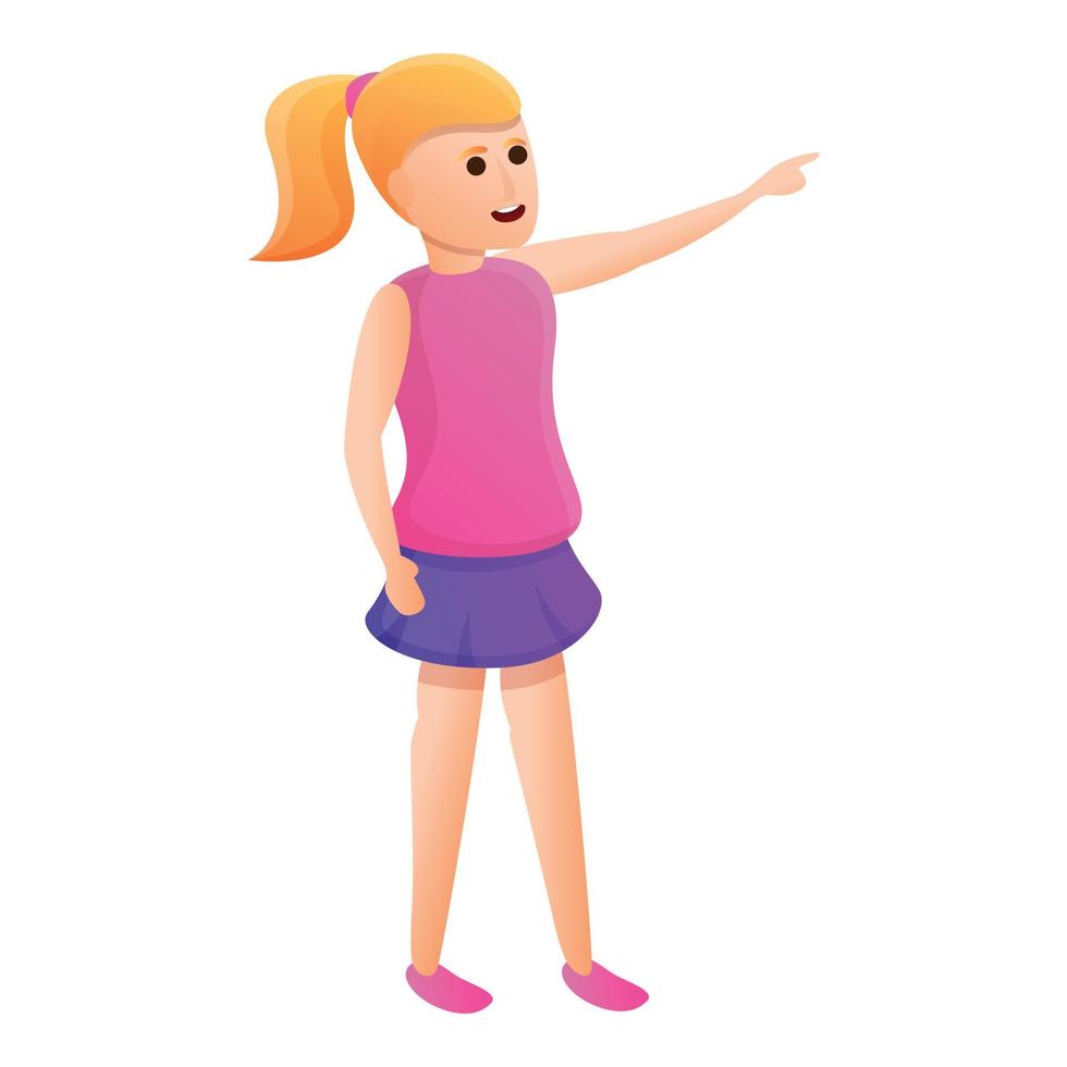 garota mostra ícone de estátua de excursão, estilo de desenho animado vetor