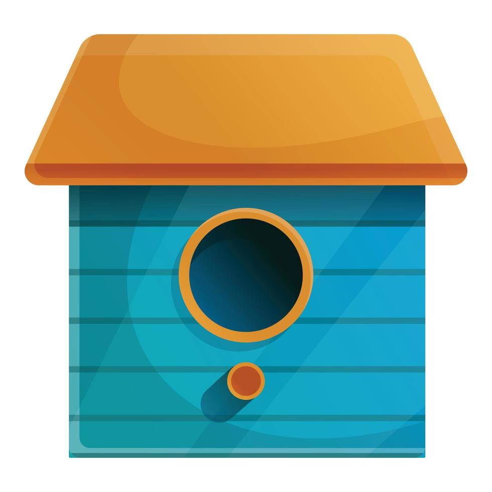 ícone de casa de pássaro azul, estilo cartoon vetor