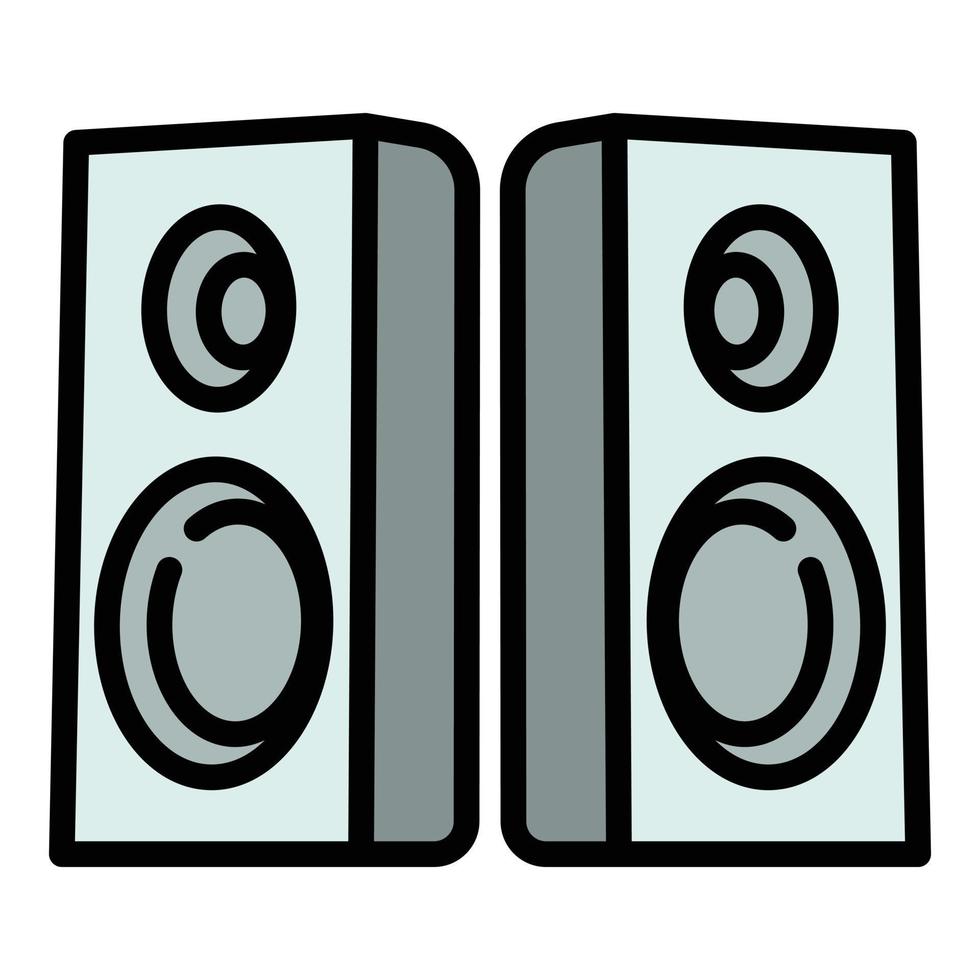 ícone de alto-falantes de música, estilo de estrutura de tópicos vetor
