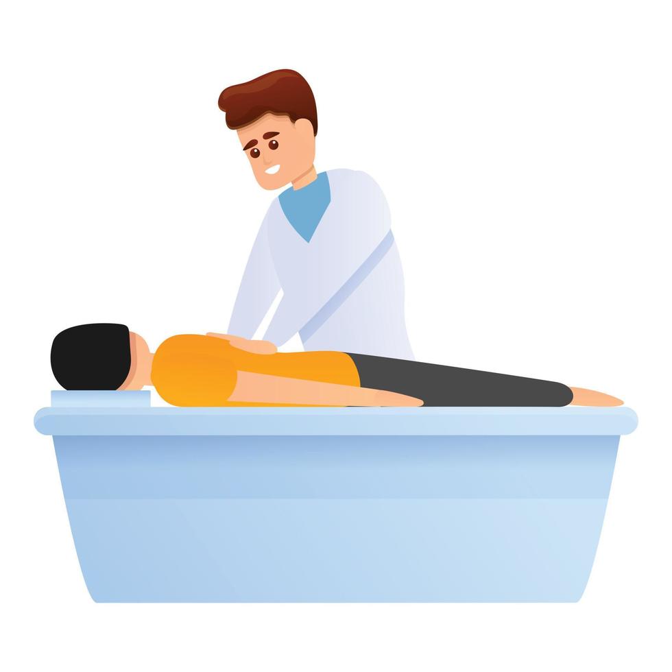 ícone de massagem da coluna do médico, estilo cartoon vetor