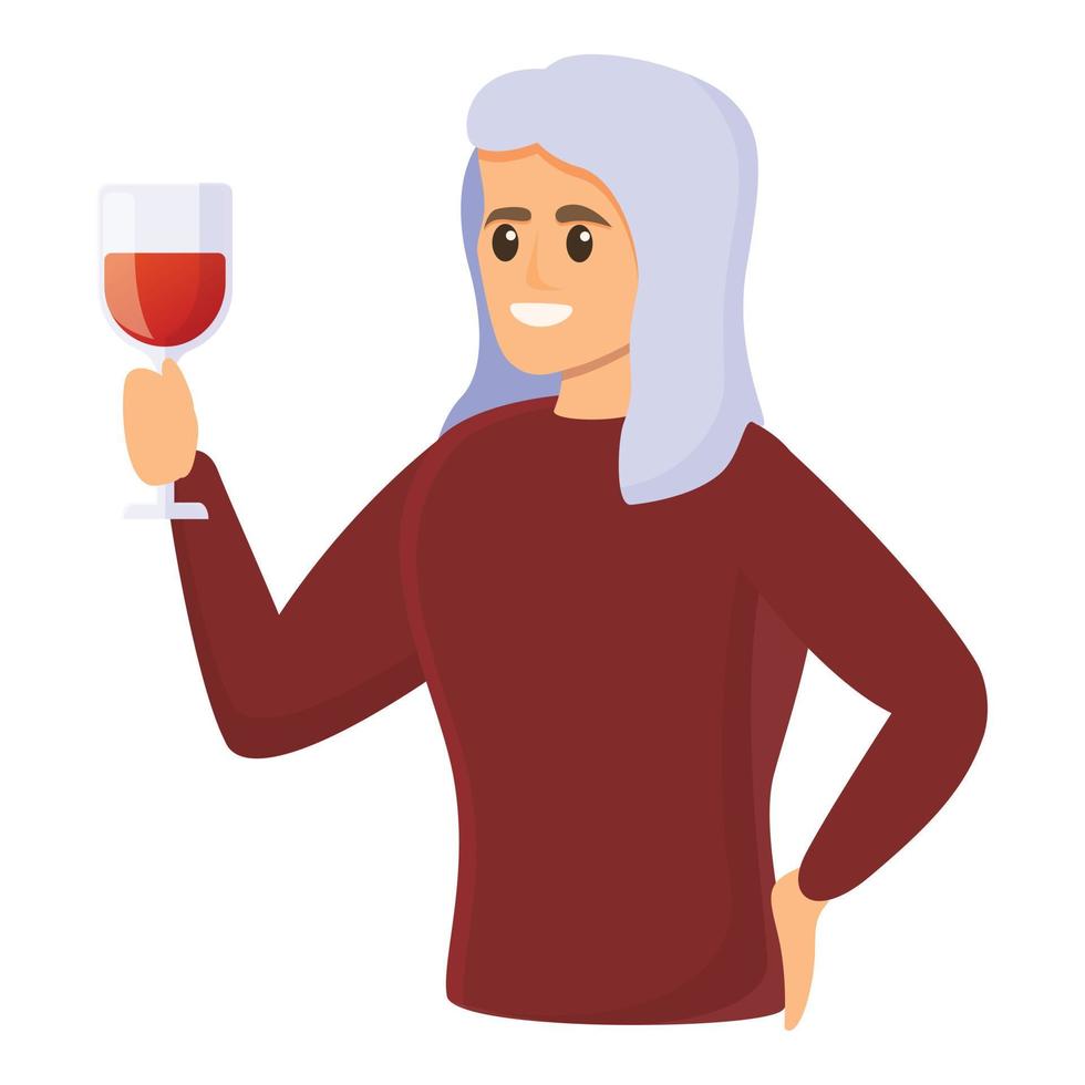 ícone do sommelier de vinho tinto, estilo cartoon vetor