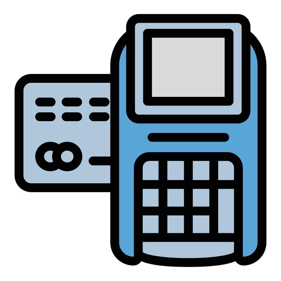 ícone de terminal digital de pagamento, estilo de estrutura de tópicos vetor