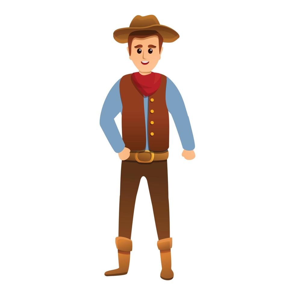 ícone jovem cowboy, estilo cartoon vetor